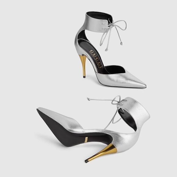 GUCCI PRISCILLA 105 METALLIC LEATHER PUMPS size 38.5 BRAND NEW IN BOX - Picture 8 of 15